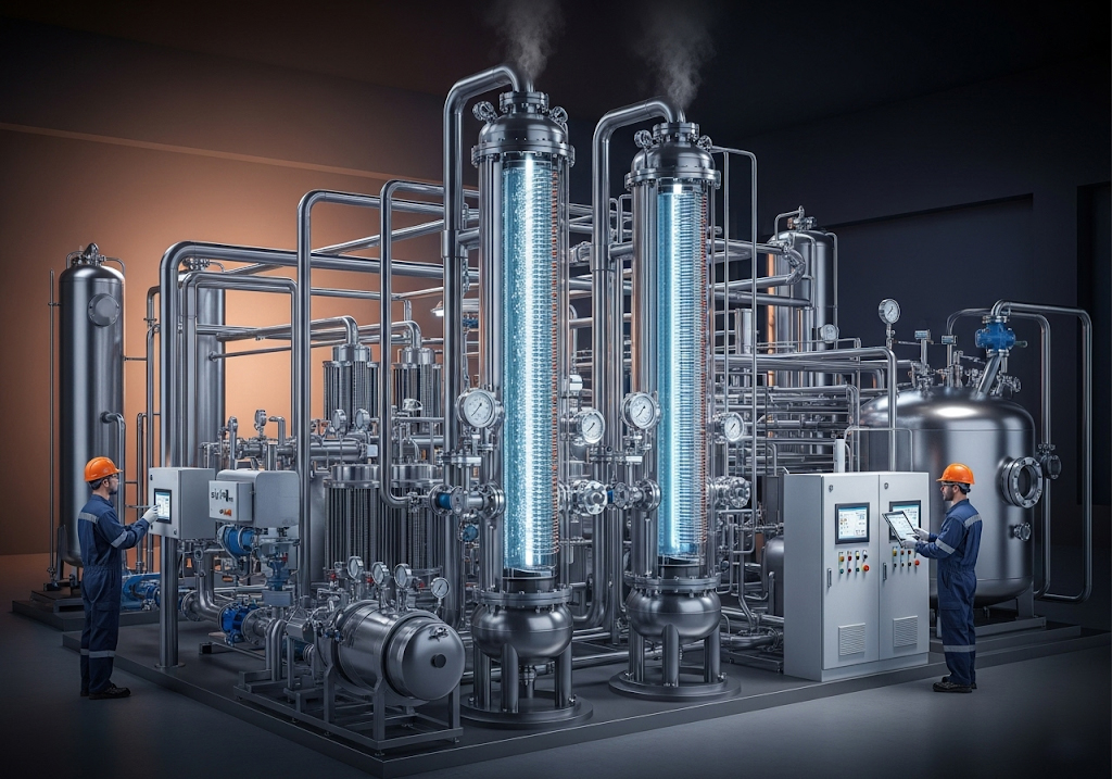 free flow falling film evaporators